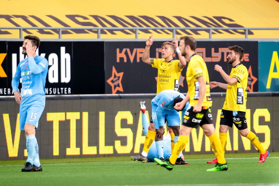 Jesper Karlsson jublar över sitt första allsvenska mål för Elfsborg.