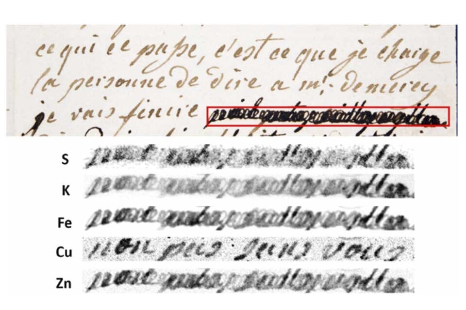 Franska forskare har utvecklat en ny metod som gör att överstruken bläcktext i gamla dokument blir läsbar. Det har lett till att censurerade ord i brev från Marie-Antoinette till Axel von Fersen avslöjats.