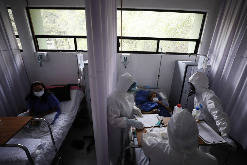 Vårdpersonal i skyddskläder i ett covid-19-sjukhus i Mexico City. Mexiko har över 600|000 rapporterade fall av viruset.