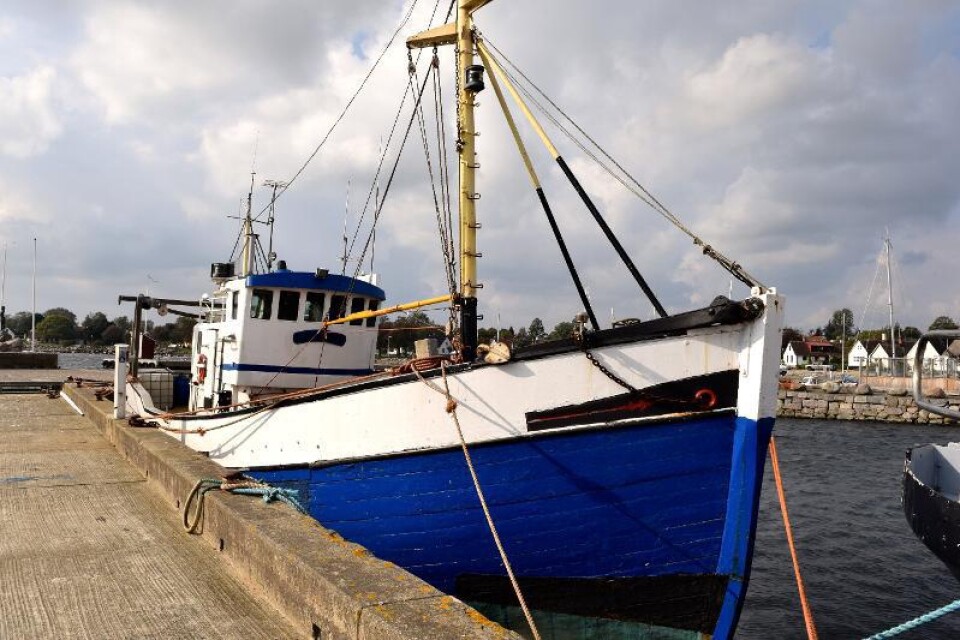 Vilar vid kajen. Den 20 meter långa häcktrålaren togs ur fiskeregistret 2013 och omregistrerades till fritidsbåt. Den har nyligen legat till försäljning på Tradera. Begärt pris var då 175 000 kronor. Nu ligger den vid kaj i Skillinge.