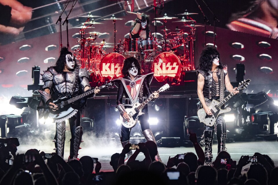 "Rock and roll all nite" – rockbandet Kiss firade nyår med att slå två Guiness-rekord. Arkivbild.