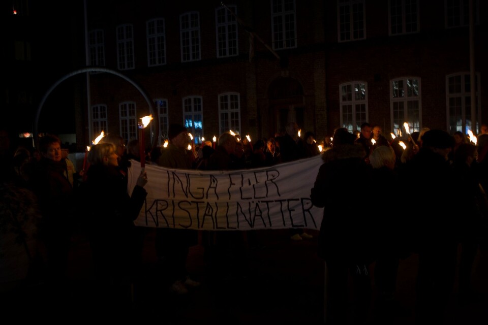 Så här såg det ut vid en liknande manifestation i Trelleborg 2018.