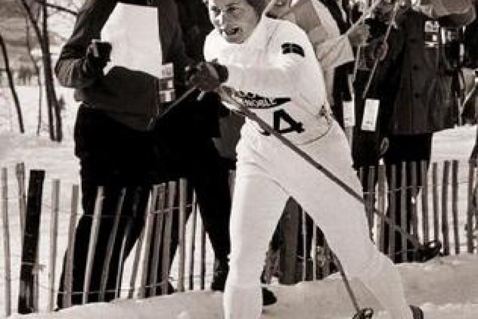 Toini Gustafsson när det begav sig &#x96; vid OS i Grenoble 1968. Den 17 januari fyller hon 65 år. BILD: SVEN-ERIK SJÖBERG