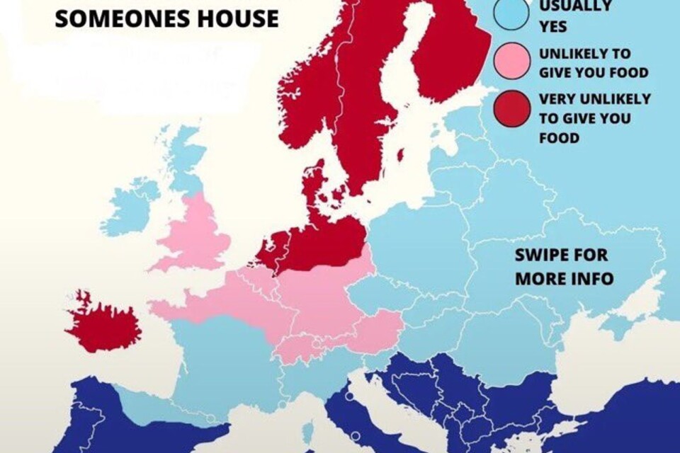 Vilka länder i Europa som erbjuder mat till sina gäster.