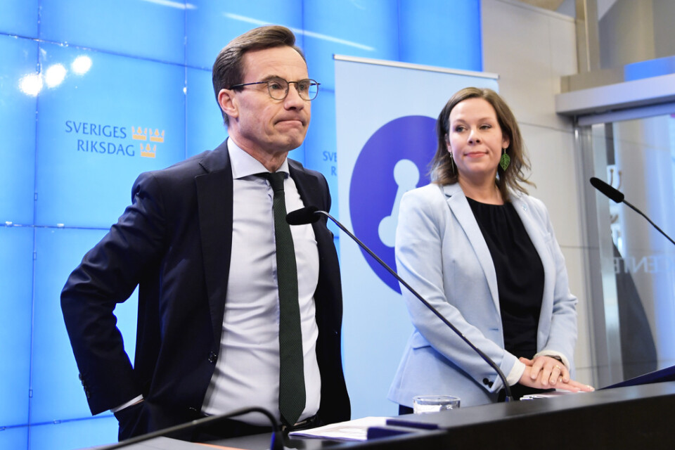 Moderaternas partiledare Ulf Kristersson (M) och Maria Malmer Stenergard, migrationspolitisk talesperson, presenterar nya förslag rörande arbetskraftsinvandring.