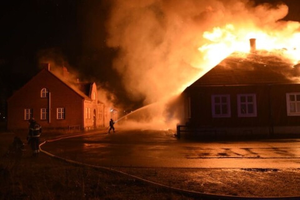 The building was completely ablaze when the emergency services arrived.
