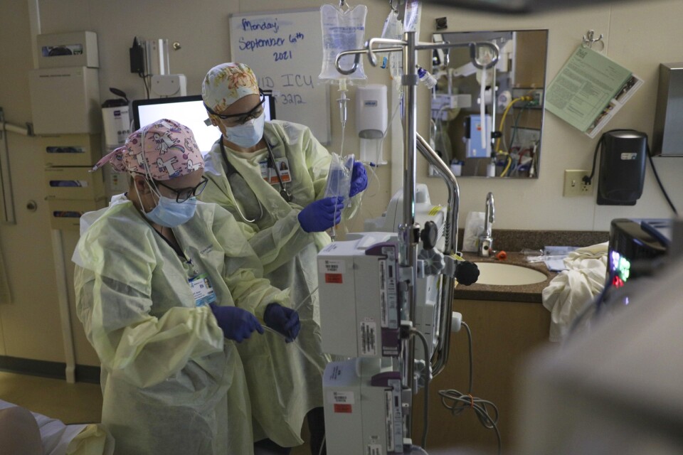 Intensivvårdspersonal på sjukhuset Kootenai Health i det hårt coviddrabbade Idaho i USA.