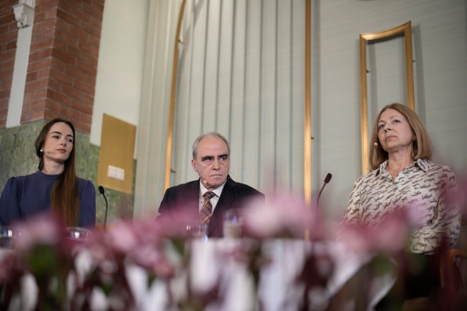 Oleksandra Matvijtjuk, Jan Ratjnskij och Natalja Pintjuk på plats i Oslo.