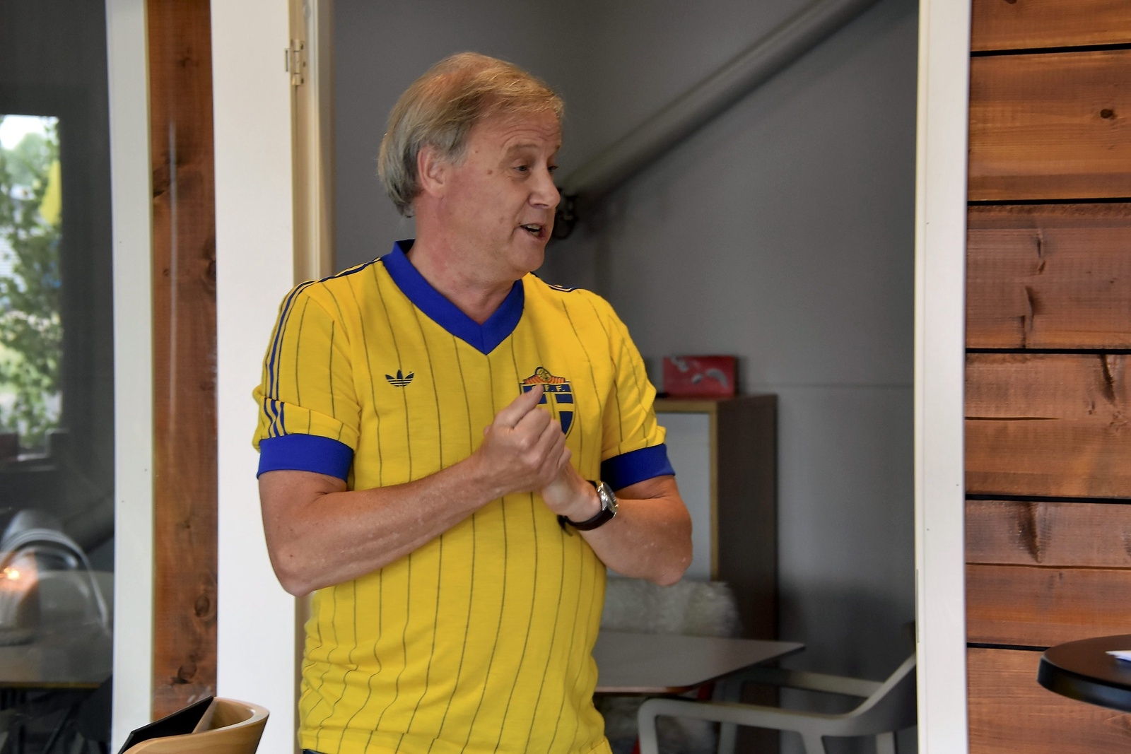 Ingemar Erlandsson berättade om sin tid i Malmö FF och i landslaget. 	Foto: Helén Fingalsson