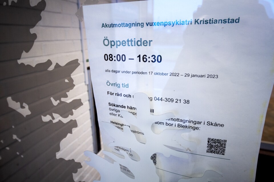 Psykakuten Kristianstad har stängt på kvällar och helger.