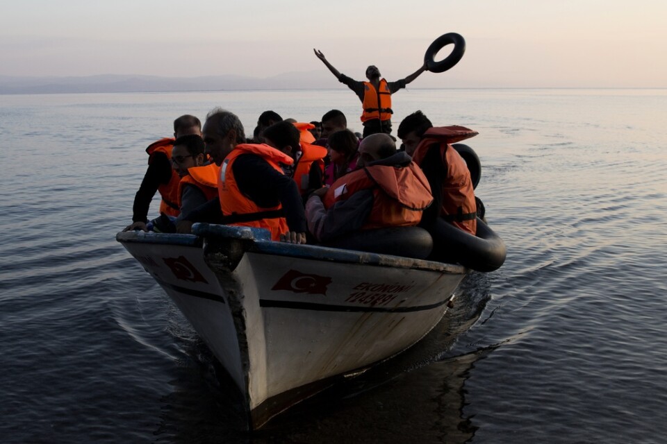 Båt med flyktingar som anlänt till Lesbos 2015. Arkivbild.