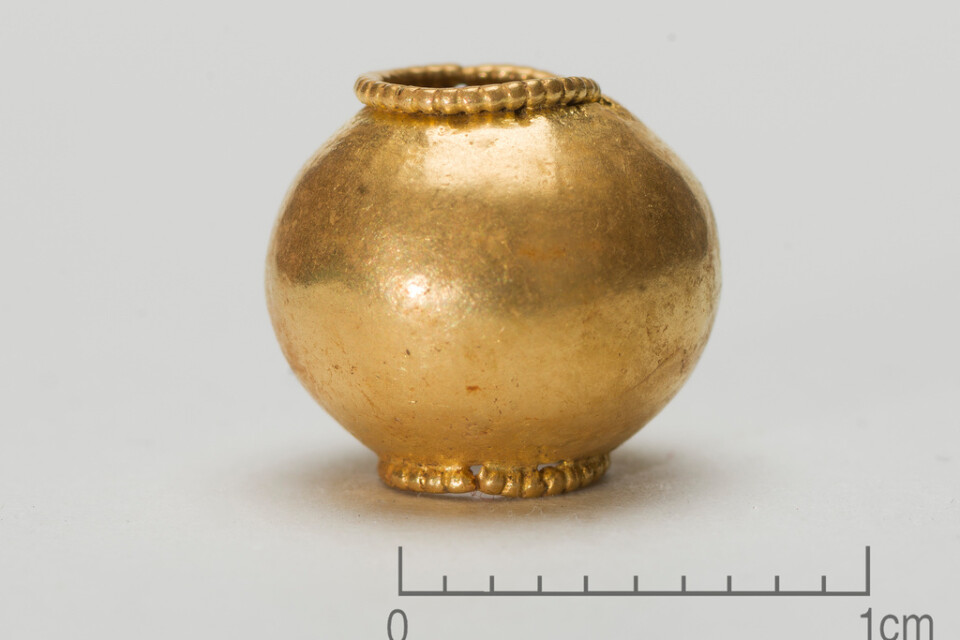 Ett av guldföremålen som hittades på ön Rennesøy i Stavanger.