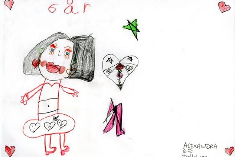 Alexandra är sex år och så här fint ritade hon när hon var i förskolan.