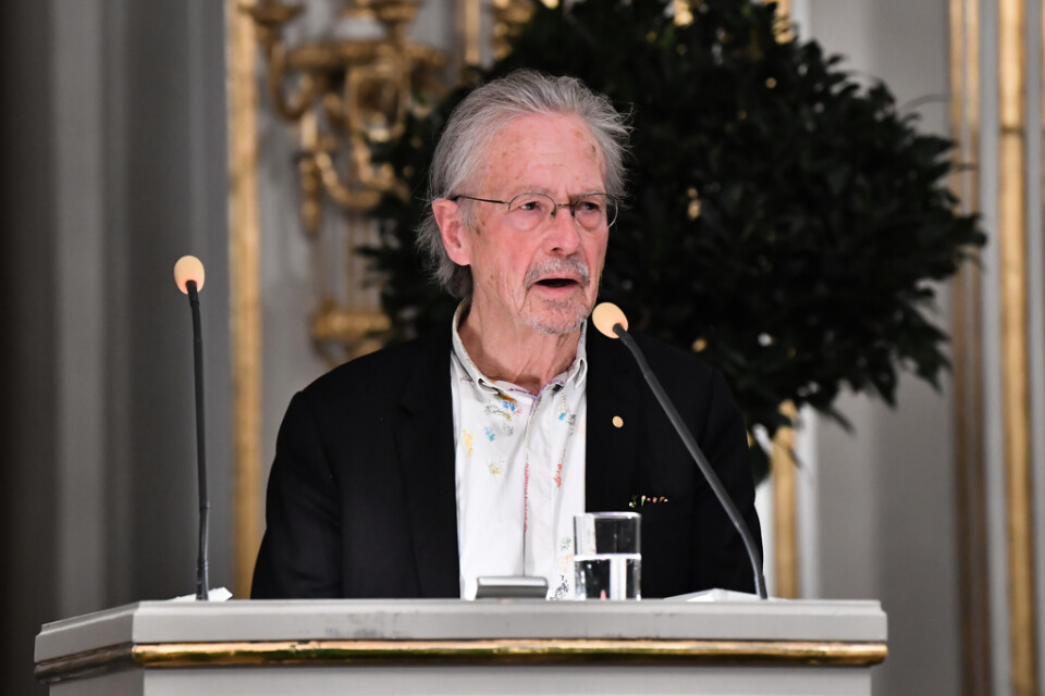 Peter Handke vid en Nobelföreläsning på Börshuset i Stockholm. Arkivbild.