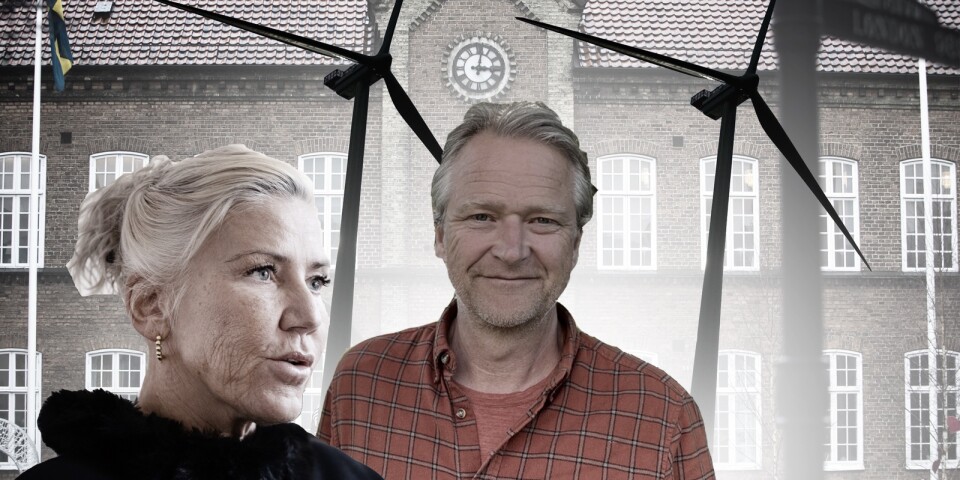 Kustvinds Magnus Jiborn och kommunstyrelsens Ann Kajson Carlqvist (M) står långt ifrån varandra i vindkraftsfrågan. Bilden är ett montage.