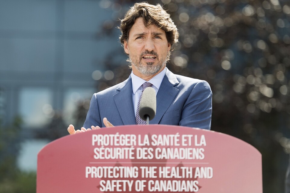 Kanada premiärminister Justin Trudeau lanserar ett ambitiöst politiskt program för att bekämpa coronakrisen. Arkivbild.