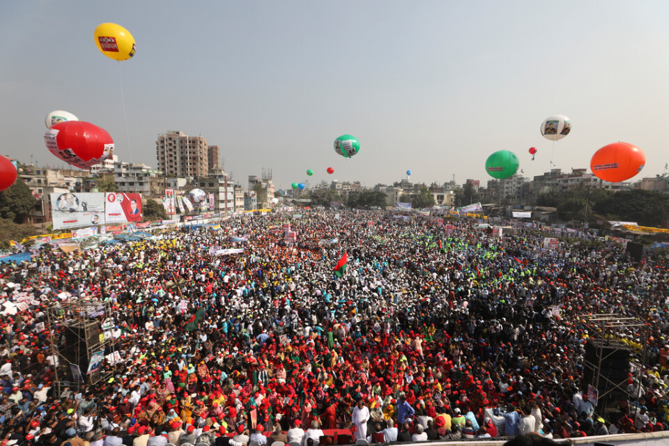 Massdemonstrationen till stöd för oppositionspartiet BNP i Dhaka.
