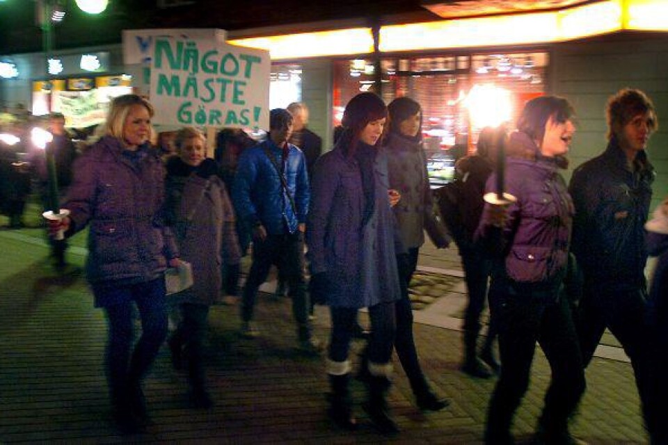 Demonstration i Hässleholm på tisdagskvällen mot gatuvåldet.