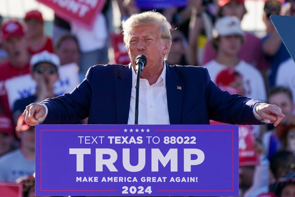 Donald Trump valtalar i Waco, Texas den 25 mars i år.