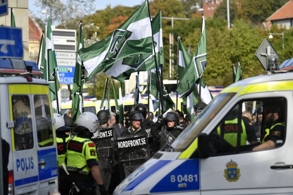 Nordiska motståndsrörelsens demonstration på i Göteborg den 20 september förra året.