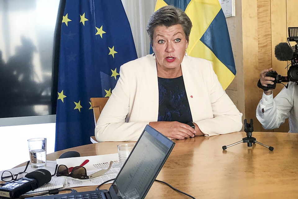 Tillträdande inrikeskommissionären Ylva Johansson håller pressträff i Bryssel. Arkivfoto.