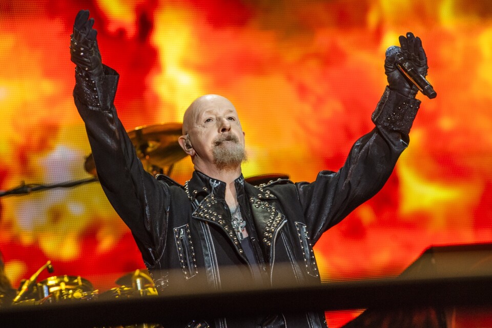 Brittiska heavy metal-bandet Judas Priest under Sweden Rock Festival i Norje utanför Sölvesborg 2018.