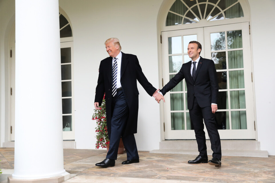 Trump och Macron vid ett möte i april förra året.