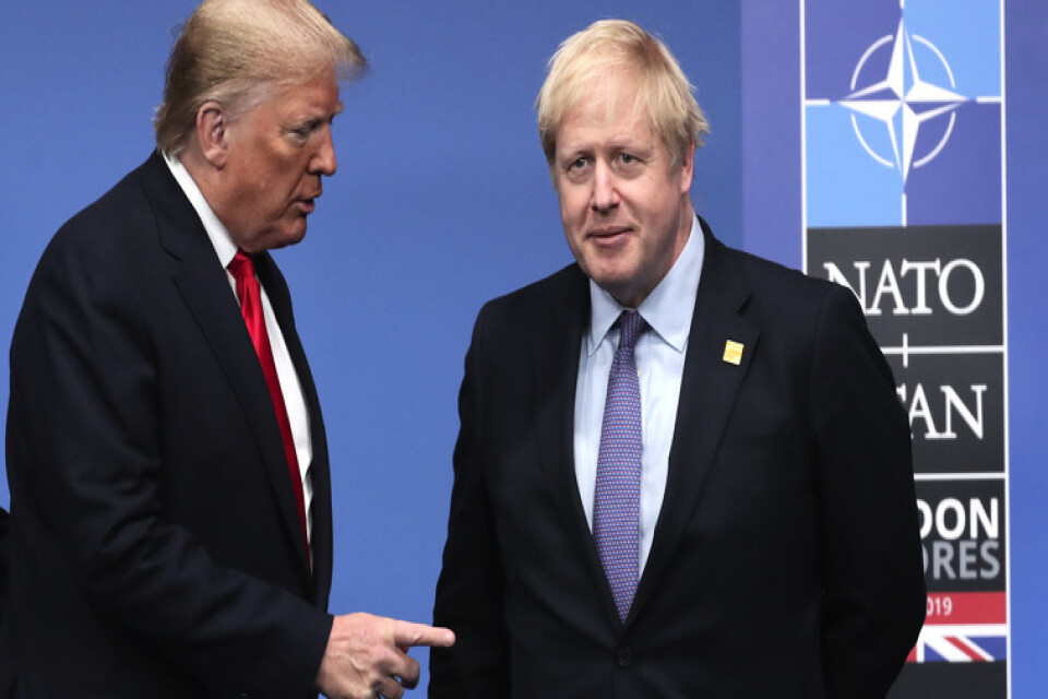 Donald Trump och Boris Johnson vid Natos toppmöte i England i december.