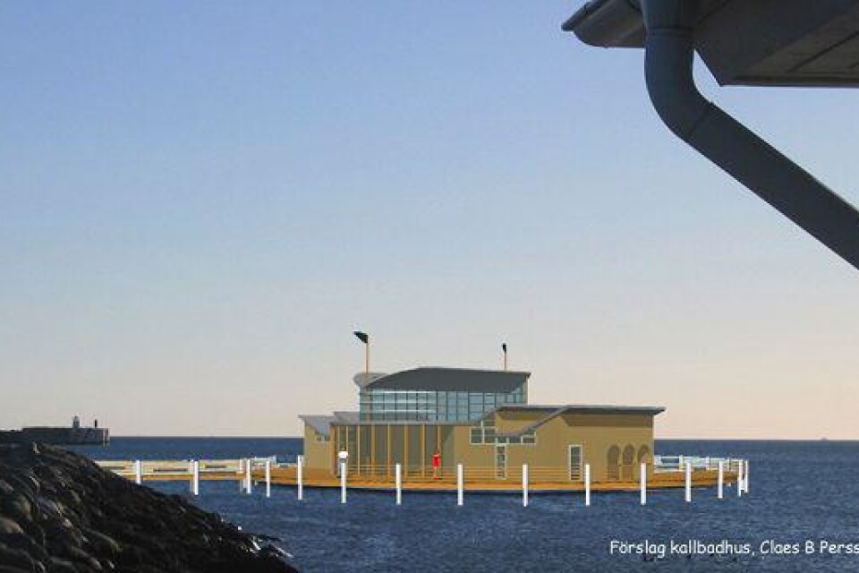 Ritning över ett nytt kallbadhus i Ystad. @08 Bildbyline:Illustration: Claes B Persson