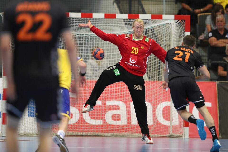 Mikael Appelgren stoppade många nederländska skott i VM-playoffmatchen.