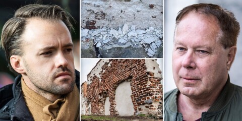 Putsen på 1200-talsmur i Åhus faller sönder – kort efter lagningen