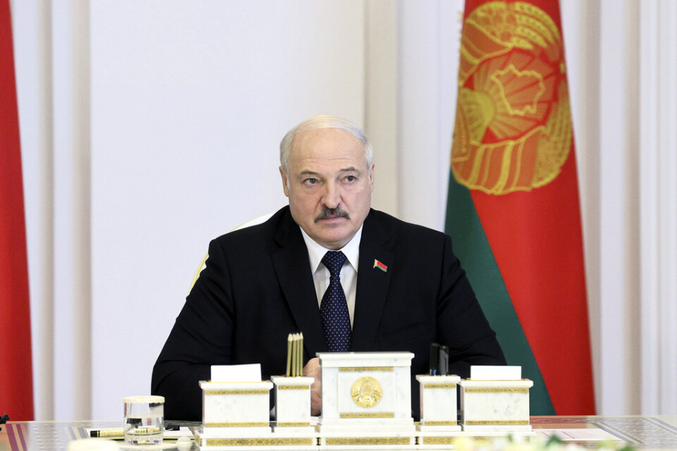 Belarus president Aleksandr Lukasjenko under ett möte i huvudstaden Minsk den 23 juli.