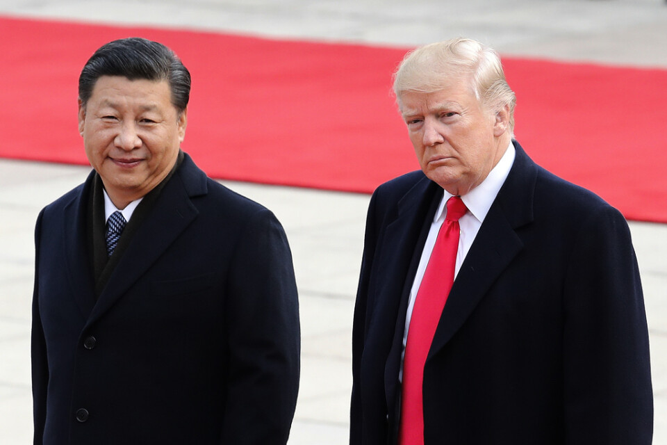 Kinas president Xi Jinping och USA:s dito Donald Trump under ett statsbesök 2017.