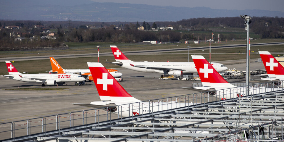 Flygplanen stod stilla på flygplatserna i Schweiz på onsdagsmorgonen. Arkivbild.