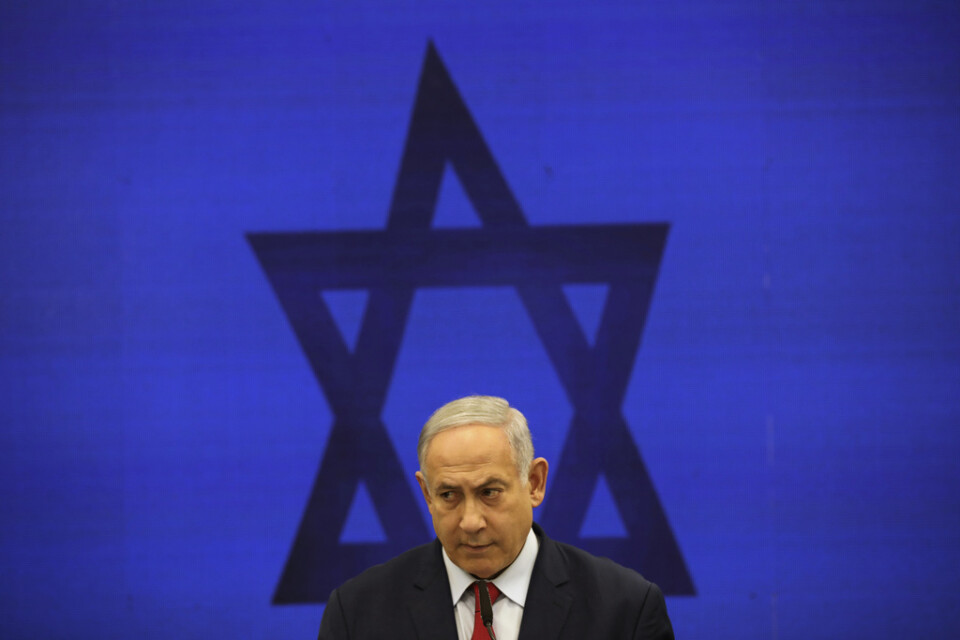 Israels premiärminister Benjamin Netanyahu vid en presskonferens i Tel Aviv i förra veckan.