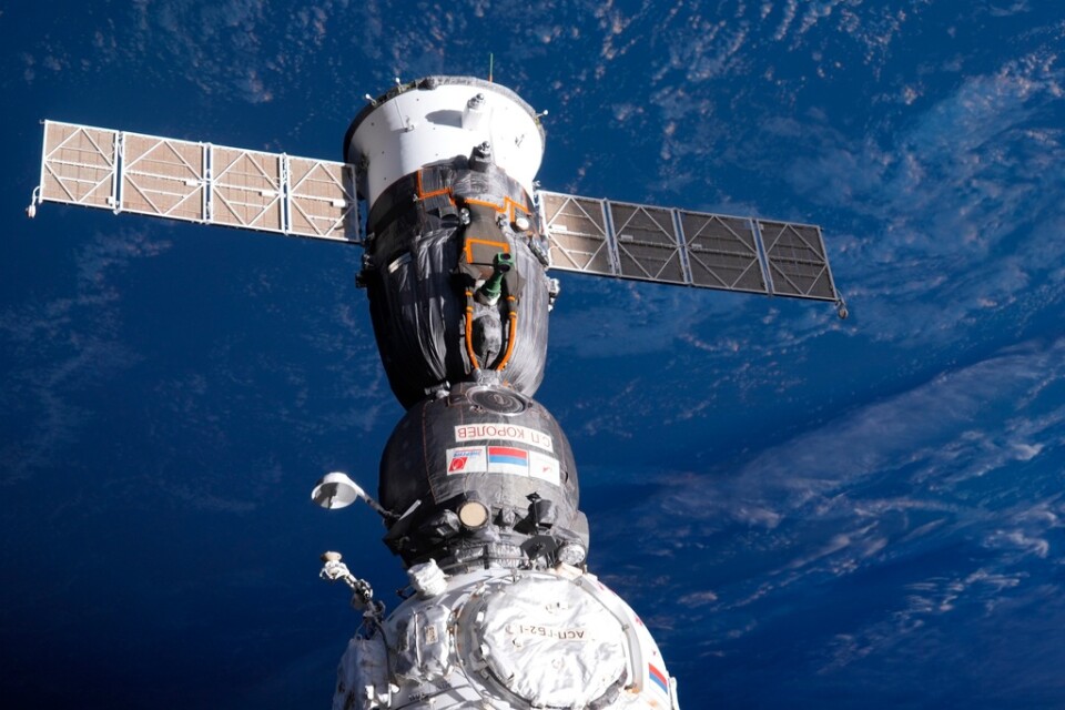 Bild från Roscosmos på ISS ryska Sojuzfarkost. Arkivbild.