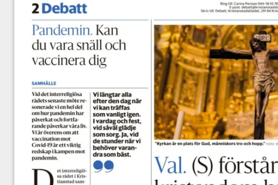 Insändaren publicerades i Kristianstadsbladet den 17 september.