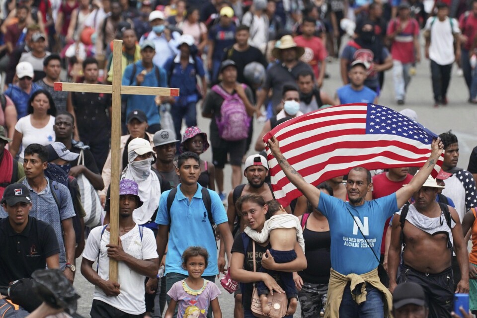 USA hägrar för desperata migranter på väg till fots genom Mexiko. Arkivbild.