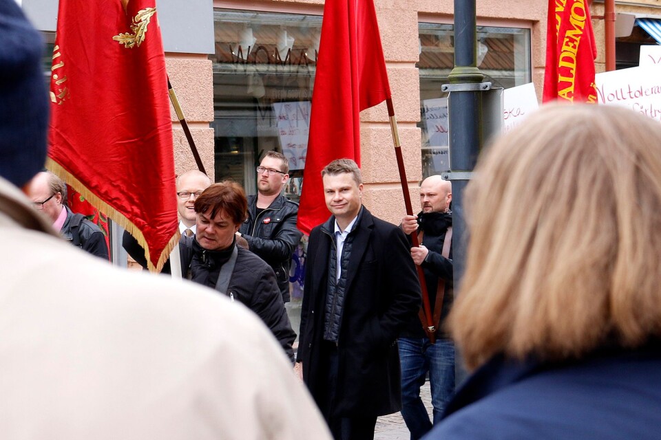 Ulf Olsson (S), kommunstyrelsens ordförande i Borås, första maj-talade i Ulricehamn.