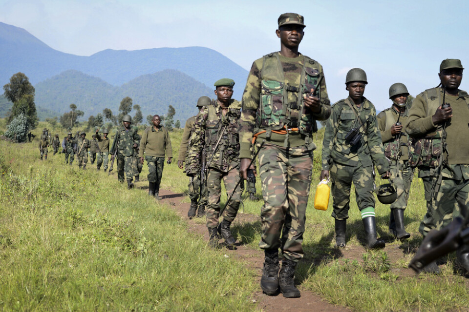 Kongolesiska regeringssoldater. Armén inledde en riktad militärinsats mot extremiströrelsen ADF i november i fjol. Arkivbild.