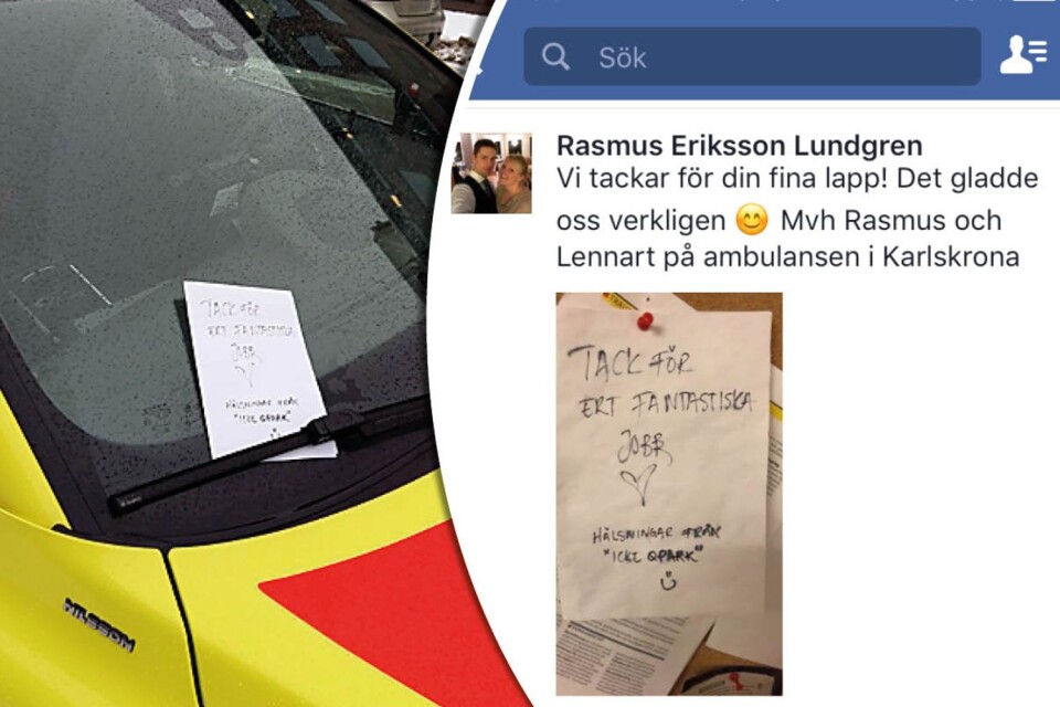 Malin Hagberg Anderssons kärlekslapp och Rasmus Eriksson Lundgrens tack.