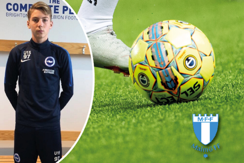 Det händer mycket för snart 15-årige Nybrostrandskillen Casper Nilsson. Han har flyttats upp i Malmö FF:S U17-lag, har nyligen tränat med PL-klubben Brighton (vars kläder han bär på bilden) och han ska snart på sitt första landslagsläger.