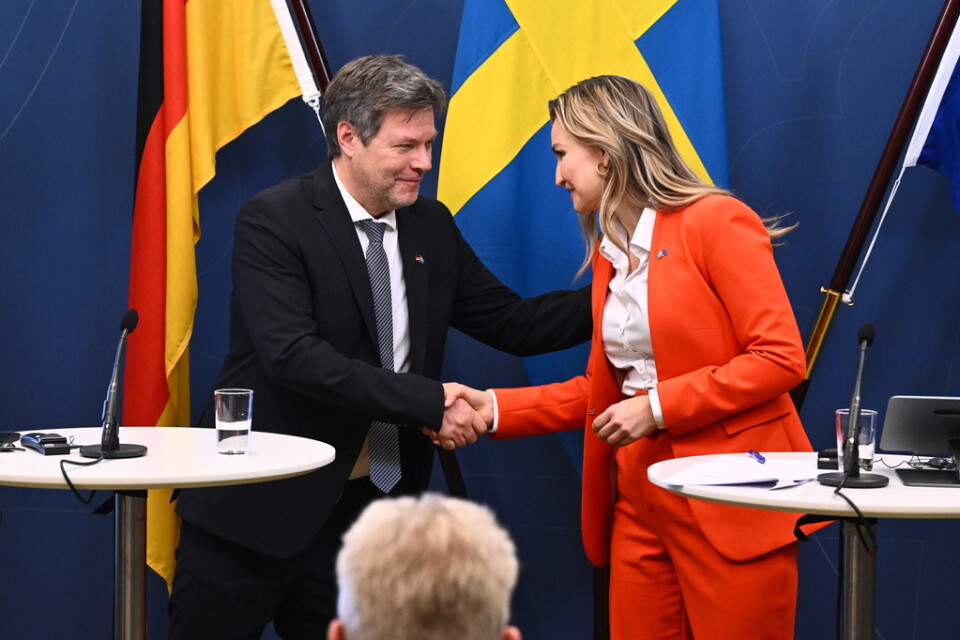 Energi- och näringsminister Ebba Busch håller en pressträff tillsammans med Tysklands vice förbundskansler och närings- och klimatminister Robert Habeck.