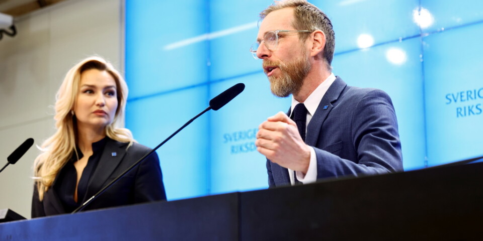 Kristdemokraternas partiledare Ebba Busch och den ekonomisk-politiske talespersonen Jakob Forssmed.