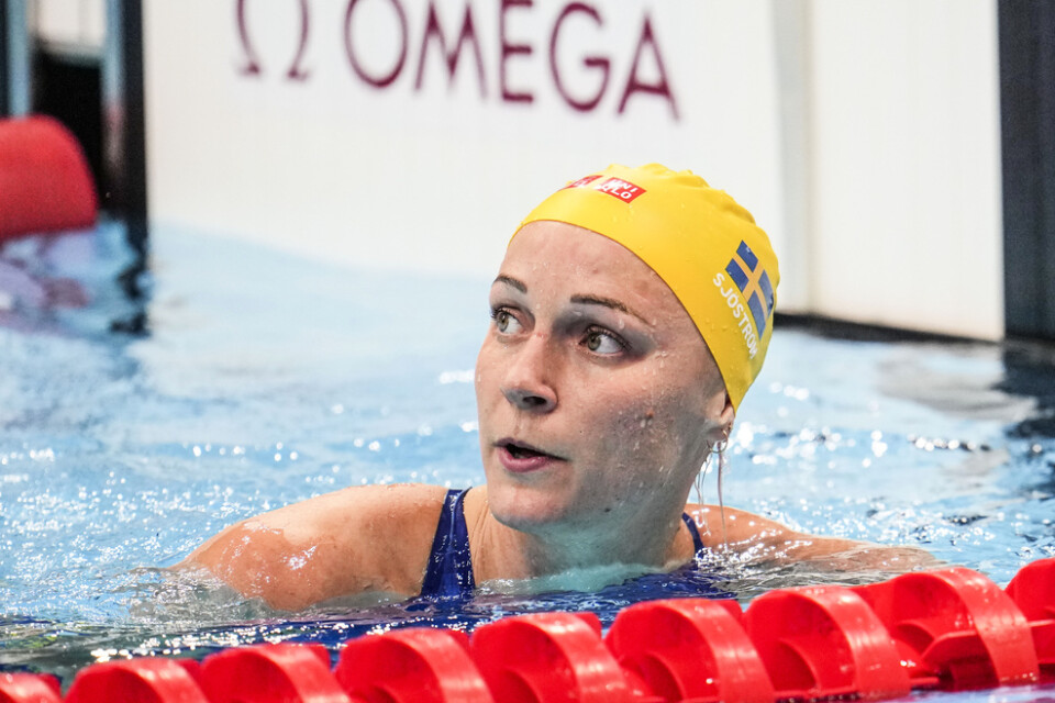 Sarah Sjöström i OS-bassängen.
