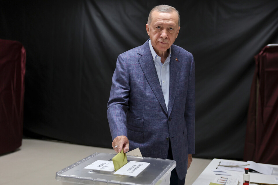 Turkiets sittande president Recep Tayyip Erdogan röstade i Istanbul.