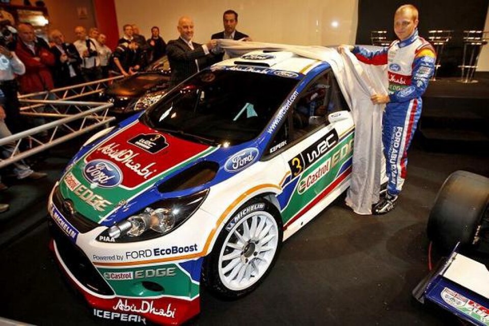 Bilen som PG Andersson drömmer om att köra i Svenska rallyt, Ford Fiesta WRC. Än så länge saknas en halv miljon kronor för satsningen. Bild: les Kolczak