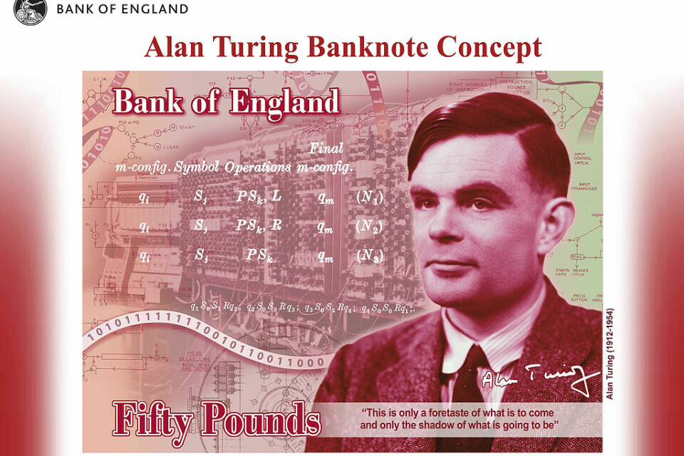 Vanhedrade krigshjälten och matematikgeniet Alan Turing tog sitt liv. Nu hedras han på Storbritanniens nästa 50-pundssedel.