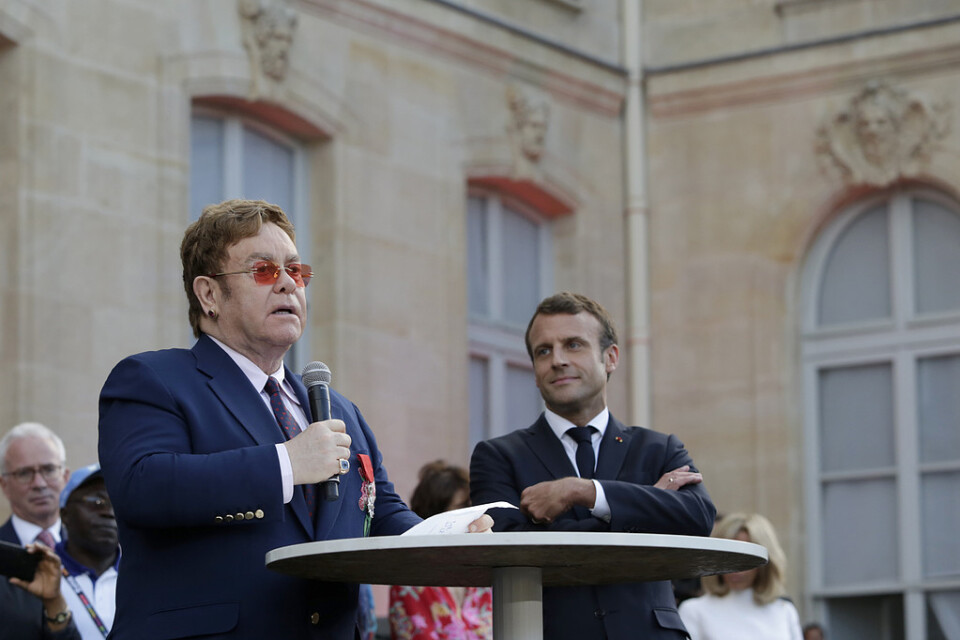Emmanuel Macron och Elton John.