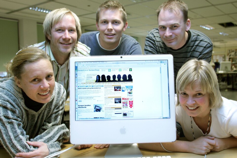 Barometerns webbgäng 2007. Från vänster Johanna Ericsson, Peter Sigfridsson, Jonathan Holgersson, Fredrik Nygren och Elisabeth Holm.